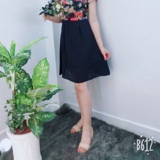 Đầm xòe chiffon in hoa 3D cổ phối ren cột nơ duyên dáng - TP1574B