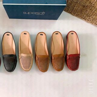 Giày sapo mọi nữ da thật mũi giày khâu tay tinh tế sân bắn laze đục lỗ thoáng mát hút mồ hôi