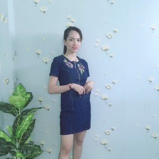 Đầm Jean Thêu Hoa Phối Dây Kéo Trước Cao Cấp - TP1292B
