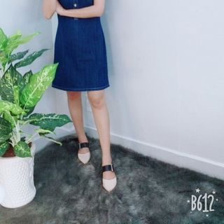 Đầm Suông Jean Cổ V Vai Nhúng - TP1770B