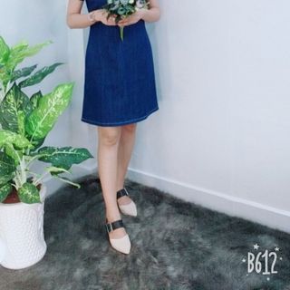 Đầm Suông Jean Cổ V Vai Nhúng - TP1770B