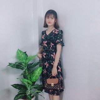 Đầm Xòe Voan Hoa 3D Tay Loe Cao Cấp - TP1794B