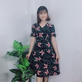 Đầm Xòe Voan Hoa 3D Tay Loe Cao Cấp - TP1794B