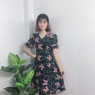 Đầm Xòe Voan Hoa 3D Tay Loe Cao Cấp - TP1794B
