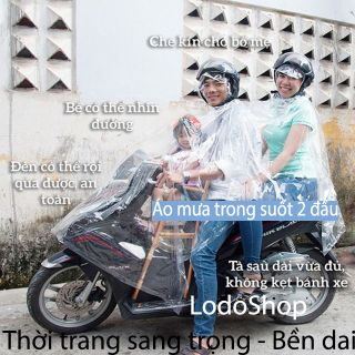 Áo mưa trong suốt 2 đầu có khẩu trang nón - áo mưa