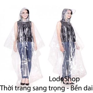 Áo mưa trong suốt 2 đầu có khẩu trang nón - áo mưa