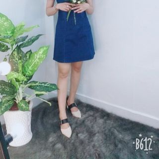 Đầm jean xuông phối túi dây kéo trước - TP1712B
