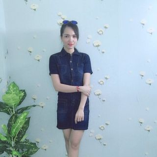 Đầm jean body phối túi cổ sơ mi thời trang - TP1463B