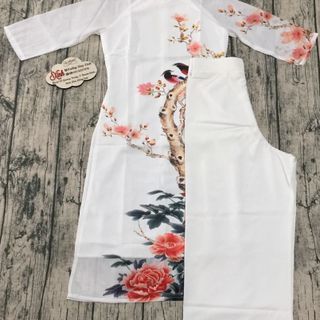 Set áo dài voan trắng truyền thống