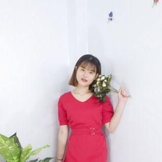 Đầm voan xòe cổ tim đỏ thời trang - TP1740B