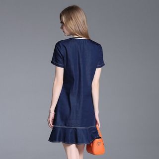 Đầm Jean Đuôi Cá Ngôi Sao Cột Nơ Sành Điệu - TP1348A