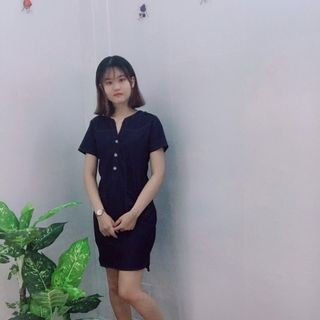 Đầm Jean Phối Túi Cổ Trụ Thanh Lịch - TP618B