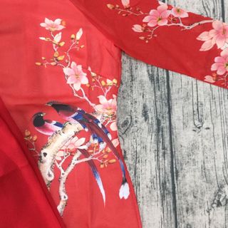 Set áo dài voan đỏ truyền thống