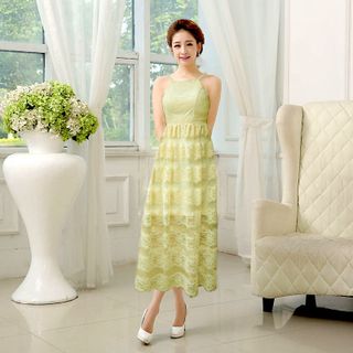 Đầm ren vàng kem maxi Dawn cao cấp - TP1633A