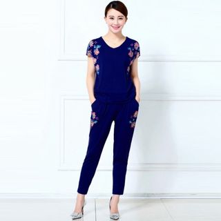 Đồ bộ hoa mùa xuân xanh đen có size XXXL - TP1131A