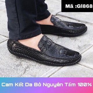 Giày lười da nam đế cao su khâu chắc chắn