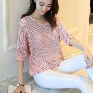 ÁO LEN DỆT LỖ ĐÍNH HẠT