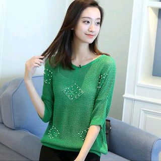 ÁO LEN DỆT LỖ ĐÍNH HẠT