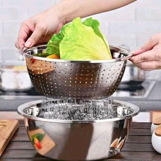 Bộ thau và rổ inox