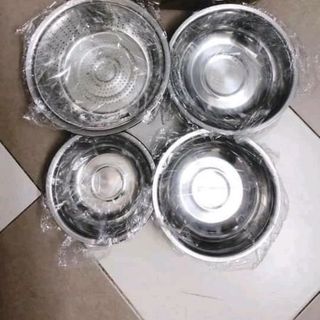 Bộ thau và rổ inox