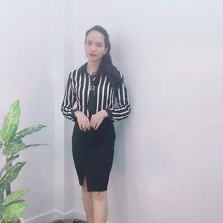 Áo Sơ Mi Công Sở Sọc Trắng Đen Cà Vạt Kiểu Cao Cấp - TP1826B