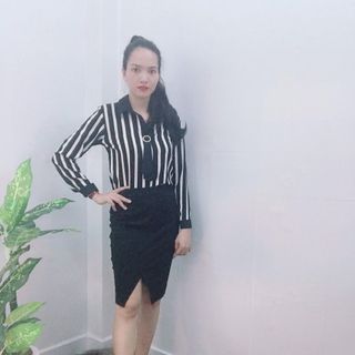 Áo Sơ Mi Công Sở Sọc Trắng Đen Cà Vạt Kiểu Cao Cấp - TP1826B