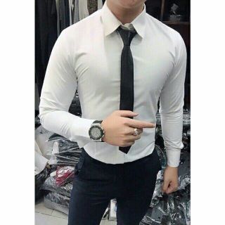 Áo sơ mi trắng nam vải mềm mịn thoáng mát không nhăn dễ ủi