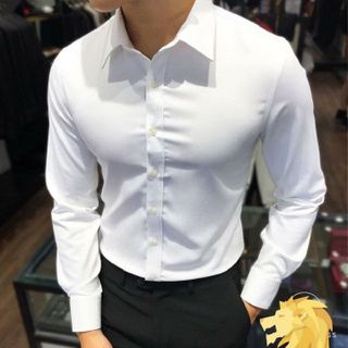 Áo sơ mi trắng nam vải mềm mịn thoáng mát không nhăn dễ ủi