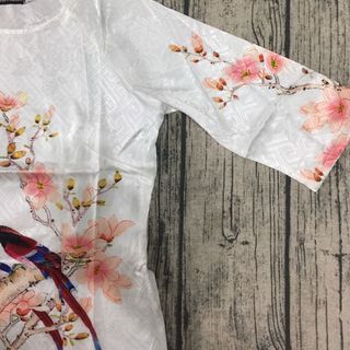 Set gấm lụa trắng in hoachim