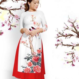 Set gấm lụa trắng in hoachim