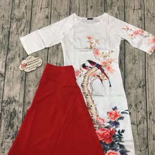 Set gấm lụa trắng in hoachim