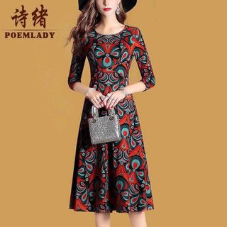 ĐẦM SUÔNG HỌA TIẾT TAY LỠ
