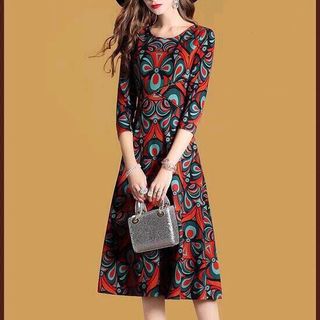 ĐẦM SUÔNG HỌA TIẾT TAY LỠ