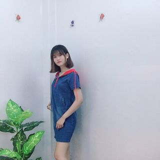 Đầm Jean Oversize Phối Nón In Hình Cao Cấp - TP1824B