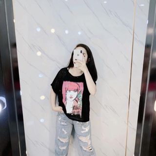 Áo len giấy cô gái kèm lót đen