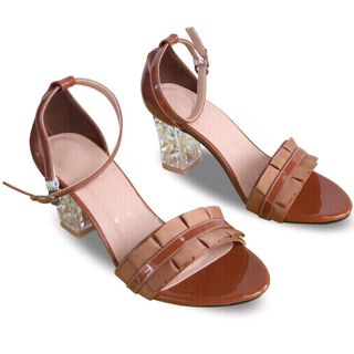 Giày sandal gót mica trong