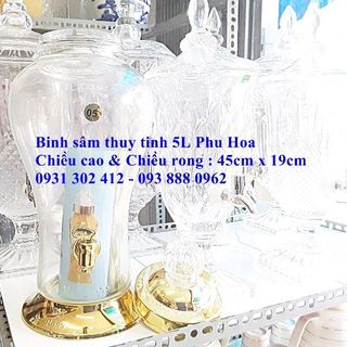 Bình Sâm Thủy Tinh Phú Hòa 5L Có Vòi