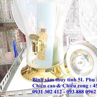 Bình Sâm Thủy Tinh Phú Hòa 5L Có Vòi