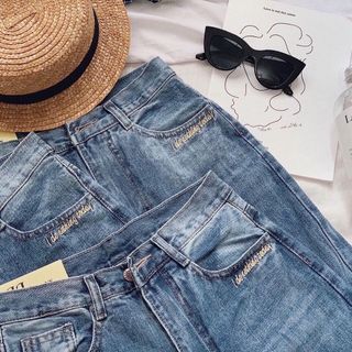 Quần Baggy Jeans Wax thêu chữ