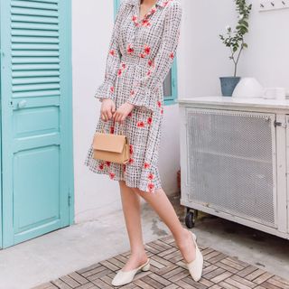 Đầm mentosa cổ danton eo bo thun smocking