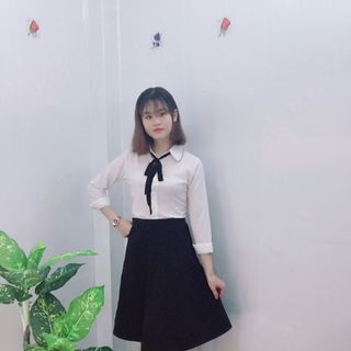 Áo Sơ Mi Hồng Cổ Sen Viền Bèo Trắng Cột Nơ Tiểu Thư - TP1819B