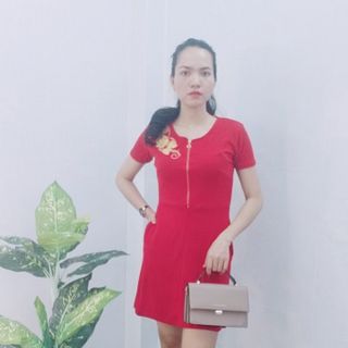 Đầm đỏ thêu 3D hoa hồng ánh kim cao cấp - TP1448B