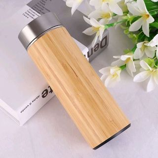 bình nước vỏ tre khắc logo