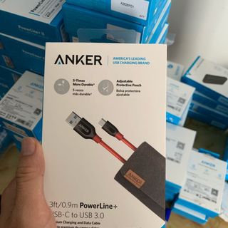 Cáp dây dù siêu bền type C dùng cho điện thoại macbook Anker PowerLine USB 30 ra USB-C - Dài 09m - A8168