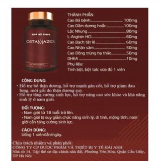 Thuốc Sinh Lý Nam Giới SINH LỰC KHANG OSTAMAZGA Học Viện Quân Y