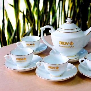 bộ trà bát tràng in logo