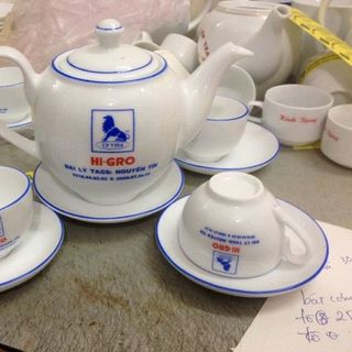 bộ trà bát tràng in logo