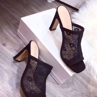 Dép gót vuông khói lưới