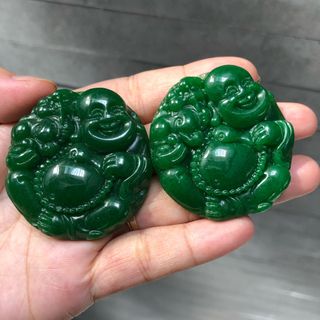 Di lặc cõng kỳ lân ngọc xanh