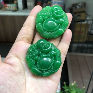Di lặc cõng kỳ lân ngọc xanh